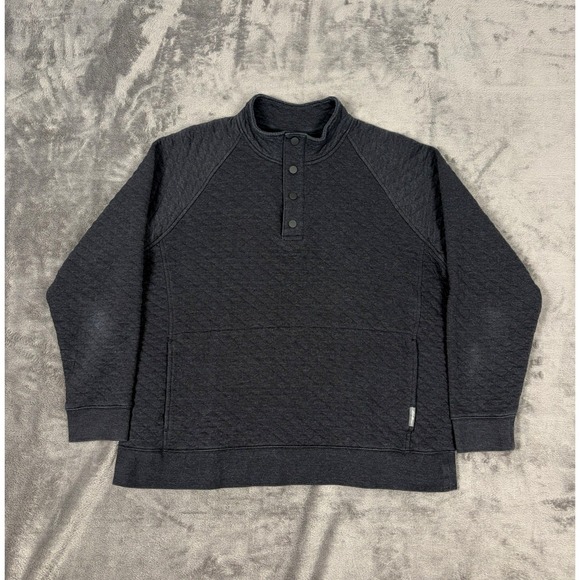 Eddie Bauer Other - Eddie Bauer Quilted Henley‎ Sweater Mens Large Gray Pullover 1/4 Snap Jacket